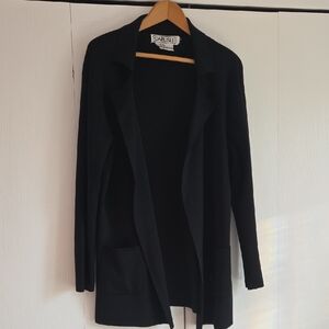 Carlisle Black Silk Blend Open Front Cardigan Sweater XL